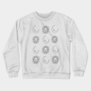 Black and white sun and moon print Crewneck Sweatshirt